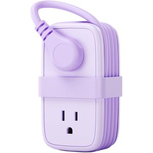 ปลั๊กพ่วงแบบพกพา สีม่วง 4 ช่องเสียบ 3 ช่อง USB 1 ช่อง Type-C สายยาว 4 ฟุต ปลั๊กแบบแบน ใช้ได้ทั่วโลก - Product Image 1