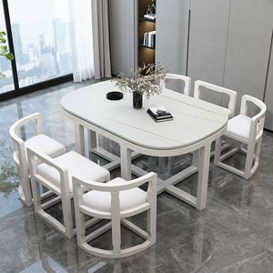 Mesa de <span class=keywords><strong>Comedor</strong></span> de Mármol Invisible de Esquinas Extraordinarias, Personalizada, de Lujo, Simple, Moderna y Popular para Apartamentos - Product Image 5
