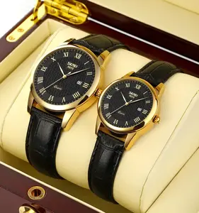 SKMEI นาฬิกาข้อมือควอตซ์สำหรับผู้ชาย, นาฬิกาข้อมือควอทซ์สายหนังสแตนเลส9058แฟชั่นหรูหรากันน้ำ SKMEI