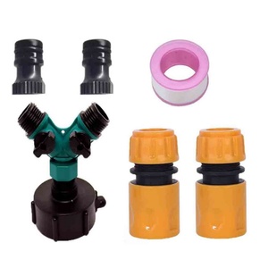 Connecteur de réservoir d'eau de jardin à 2 voies pour tuyau de réservoir d'eau de jardin, répartiteur de tuyau, robinet collecteur d'eau de pluie, vanne de vidange de réservoir d'eau - Product Image 1