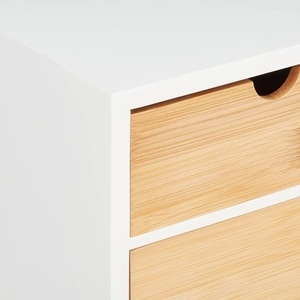 Bamboo Desktop <b>Storage</b> <b>Box</b> 3 <b>Drawer</b> Office Organizer For Student Dorm And Office Tidy Rectangle Standing Type Big Capacity - Product Image 3
