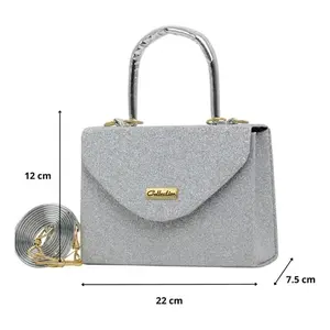 Bolso Bandolera para Mujer Fana Tonali, Plateado Metálico con Brillo, Asa Superior, Correa para el Hombro, Chapado en Oro, Estilo Sencillo, Uso Diario - Product Image 4