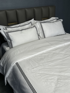 Ensemble de literie en coton égyptien 1000TC personnalisable <span class=keywords><strong>housse</strong></span> de couette tissée en lin respirant pour la maison et l'hôtel avec broderie luxe haut de gamme - Product Image 2