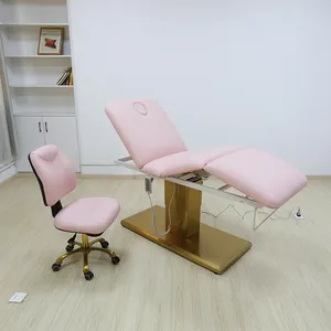 Modern Luxury Gold Cosmetology Spa Bed Massage Table 3 Motors Electric Pink Eyelash Facial Bed For Beauty Salon