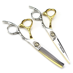 <span class=keywords><strong>Ciseaux</strong></span> de coiffure professionnels 6.0 pouces or et <span class=keywords><strong>argent</strong></span>, nouveau design tendance, ensemble de <span class=keywords><strong>ciseaux</strong></span> à effiler en acier inoxydable HS-316 - Product Image 1