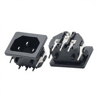 Alimentation électrique AC industrielle HC-99 C14 à trois broches, type carte, à trois pôles, avec coque en fer et pieds fixes