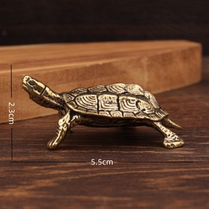 Figurine de tortue en laiton, petite décoration de table, style traditionnel, sculpture animale, modèle d'ornement d'intérieur - Product Image 4