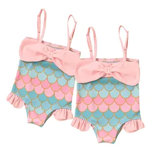 Gedrucktes Fishscale-Badeanzug-Set für Mädchen und Baby-Bade bekleidung Bikini-Kinder-Bade bekleidung Netter Meerjungfrau-Badeanzug