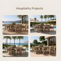 Ensemble de mobilier de jardin pour hôtel, terrasse, salle à manger extérieure, mobilier de jardin durable, imperméable, en teck, pour resort, villa, table et chaises d'extérieur