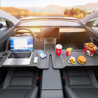 Table de bureau pliable pour voiture, plateau pour Tesla Model 3/Y, table à manger pliable pour la rangée avant, bureau d'ordinateur pliable, design à trois plis, métal et plastique