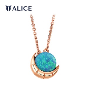ALICE Gioielli Raffinati, Collana con Ciondolo Luna e Stella in Argento Sterling 925 e Opale Naturale, Regalo per San Valentino e Festa della Mamma - Product Image 1