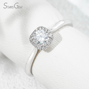Anillo de Compromiso Clásico con Halo de Oro Blanco de 18K y Diamante Cultivado en Laboratorio de Corte Brillante Redondo de 0.39ct y 4.48mm, Color D, de Starsgem - Product Image 3