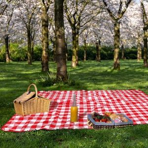 Waterproof Picnic Extra Large Roll-Up, Classic Plaid <b>Foldable</b> Outdoor Camping <b>Beach</b> Blanket With Handle Custom Logo - Product Image 5