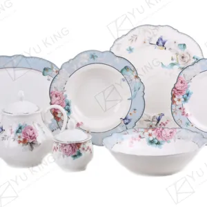 Vajilla de porcelana chapada en oro para 6 personas, plato de cena de lujo, 47 piezas, 72 piezas