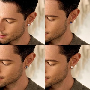 1 par de pendientes de acero inoxidable con circonita cúbica para mujeres y niñas, aretes cuadrados con diamantes simulados, regalos de joyería - Product Image 3