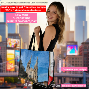 Sac de courses écologique personnalisé réutilisable imperméable en PP tissé pour les supermarchés de la chaîne Intermarché avec revêtement en film OPP - Product Image 2