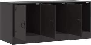 خزانة تلفاز سوداء من الفولاذ المقاوم للصدأ 99x39x44 سم حامل وسائط حديث لغرفة المعيشة تخزين قابل للتعديل 3 أقسام أثاث منزلي - Product Image 6