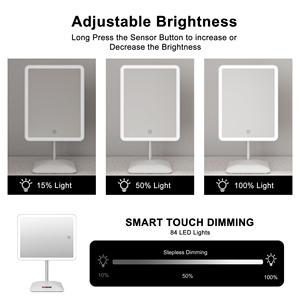 Donne fornitore personalizzato Logo quadrato Make Up ricaricabile da tavolo cosmetico portatile <span class=keywords><strong>specchio</strong></span> per il trucco <span class=keywords><strong>specchio</strong></span> per il trucco con luce a Led - Product Image 4