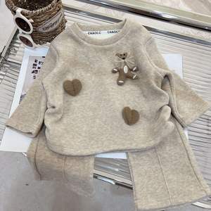 Autunno inverno nuovo Set di <span class=keywords><strong>pile</strong></span> per <span class=keywords><strong>bambina</strong></span> felpa stile coreano <span class=keywords><strong>pantaloni</strong></span> larghi due pezzi Set abbigliamento per bambini - Product Image 2