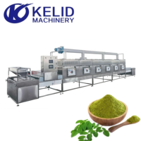 Machine de stérilisation par micro-ondes industrielle efficace pour la poudre de feuilles de Moringa, de qualité alimentaire CE, en acier inoxydable SUS304, avec contrôle PLC
