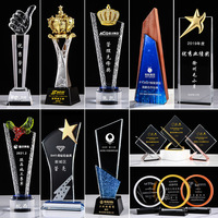 Récompense Star — tricot en cristal pour les événements de musique, récompense du Microphone, en verre métallique