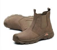 DQ307 - Prix d'usine, bottes de travail pour hommes en cuir, sans lacets, semelle extérieure en PU injecté, bottes de sécurité pour mineurs et ouvriers d'usine