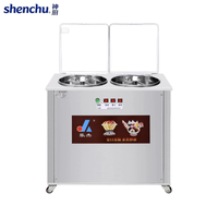 Nouvelle machine commerciale à glace roulée à double plaque 220V avec contrôle de température indépendant, équipement de stand en acier inoxydable