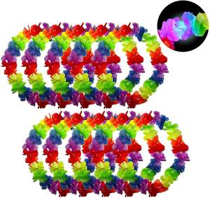 Collier Hawaïen Lumineux à LED, Guirlandes de Fleurs, Lei Luau Hula Aloha Hawaï, Collier Floral pour Fête sur le Thème de la Plage, Cadeaux de Mariage - Product Image 1