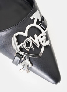 Ladies Pointed Toe Sandals Black <strong>Love</strong> Hardware Lace up Silver Stiletto Court Heel <strong>Pumps</strong> Womens Silver Buckle Decor Sandal <strong>Shoes</strong> - Product Image 4