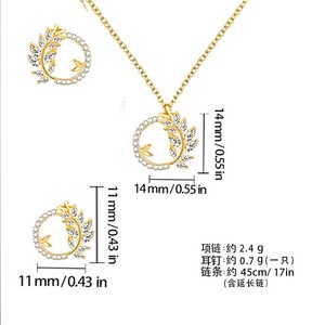 Parure de bijoux en cuivre nacré brillant à motif végétal, sertie de griffes, pour femme, idéale pour les soirées - Product Image 5
