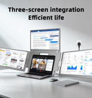 Écran portable triple 18,5 pouces avec support pliable – Moniteur IPS FHD avec Type-C pour réunions/jeux