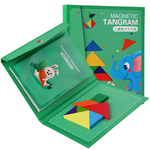 Rompecabezas de Madera Tangram Magnético 3D, Bloques de Construcción de Formas Creativas DIY, Juguetes Montessori para Niños y Niñas - Product Image 1