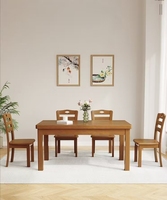 Ensemble table et chaises en bois massif, table à manger rectangulaire chinoise pour 6 personnes, restaurant et petite salle à manger à domicile