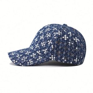 Men's Women Thick Denim Sequin Baseball <b>Caps</b> <b>Scrub</b> Super Good Feel High Quality Simple Two Tone Baseball <b>Cap</b> - Product Image 4