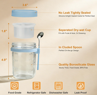 Pot Mason de 16 oz avec couvercles et cuillères
