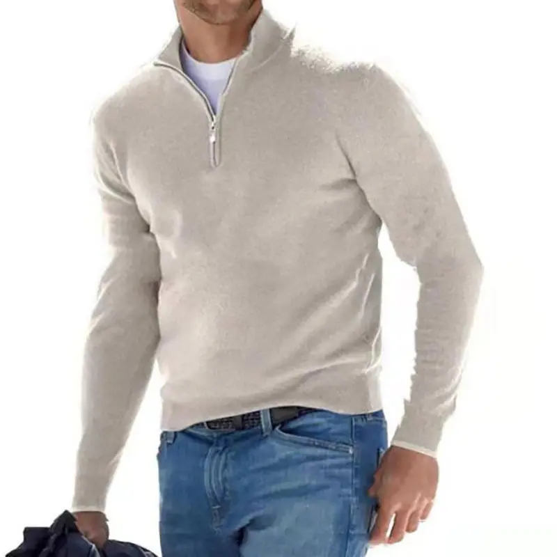 Custom Half Zip Neck Knit Cotton Wool Cashmere Pullover Polo Sweater