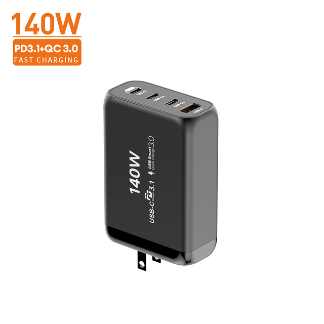 140W GaN Smart Charger 3 USB-C 1 USB-A Foldable US Plug Fast Charging Watch Laptop Cost-Effective Power Solution UK Socket