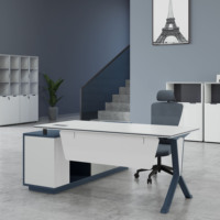 Chef de la direction moderne en bois en forme de L, gestionnaire de meubles de bureau, bureau d'ordinateur en bois de direction