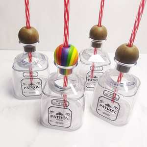 Copos patrono com palha 375ml Tequila Twist Top Garrafas Copos patrono para Tequila Mini garrafas plásticas claras para festa - Product Image 2