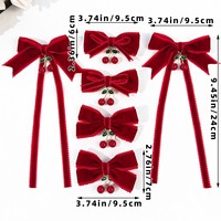 Pince à cheveux artisanale rétro en velours avec nœud en dentelle, pendentif cerise et ruban fluide – Accessoire capillaire polyvalent, délicat et adorable pour femme