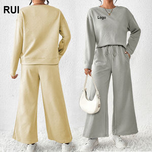 RUIQUWIN ชุดเซ็ตแฟชั่นขายส่ง 2 ชิ้น เสื้อสเวตเชิ้ตลายพิมพ์แขนยาวและกางเกงขายาวสำหรับผู้หญิง ใส่สบาย แห้งเร็ว ระบายอากาศได้ดี - Product Image 1