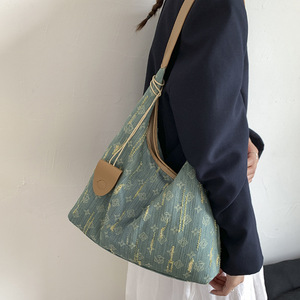 Denim Shoulder <b>Bag</b> Dumpling Shape Large Capacity Zipper Closure Everyday Use Women's Handbag Summer 2024 Light Blue - Product Image 4