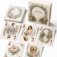 Cartes à Jouer Personnalisées Portrait de Couple Aquarelle Jardin Californien, 57 x 87 mm, Papier Couché 300 g/m²