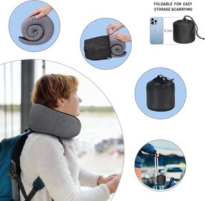 Oreiller de voyage en mousse à mémoire de forme, oreiller de soutien du cou 360 °   Oreiller de voyage ergonomique en U pour le cou, forme escargot - Product Image 2