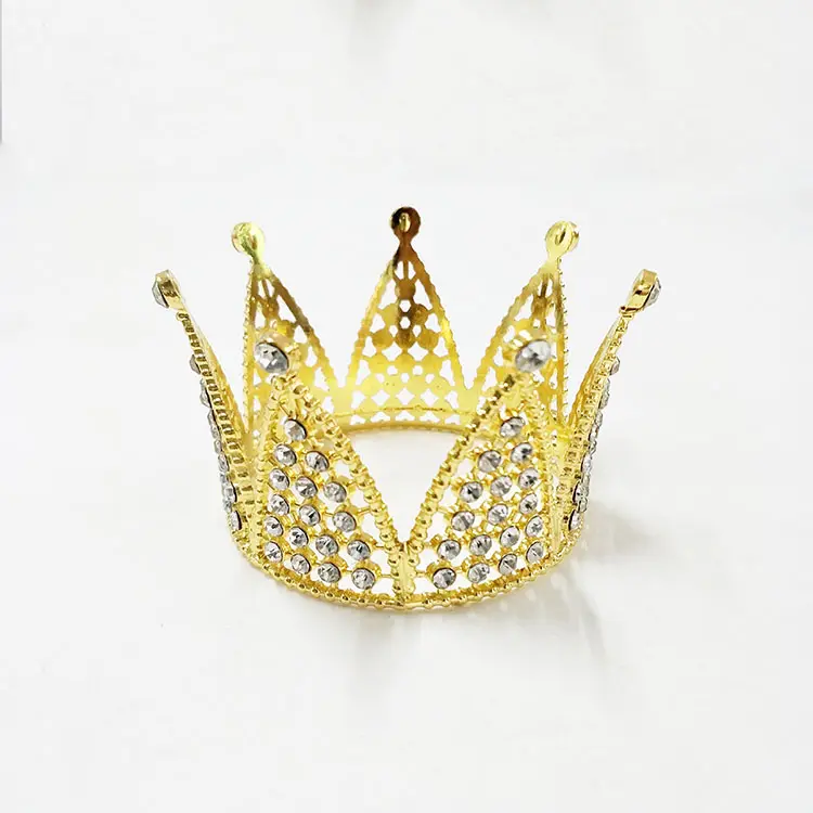 Popüler yeni kral Headdress alaşım üniforma taç doğum günü pastası bakır prens düğün saç tacı