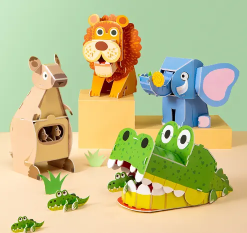 DIY Animal Cardboard Models Hands-on Early Education Puzzles Toys 3D Jigsaw Puzzle Set For Kids