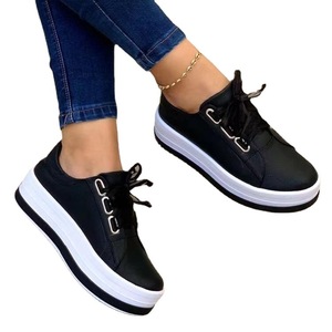 Femme Chaussures Casual Sneakers pour Femmes Round Toe Platform Lace Up Tennis Female Vulcanized Shoes Solid Color Ladies Loafers - Product Image 5