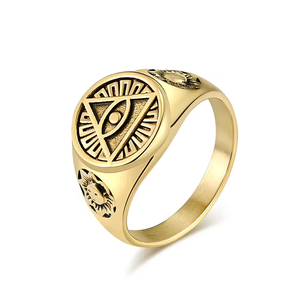 Anello in acciaio inossidabile gotico antico egitto, - Product Image 1