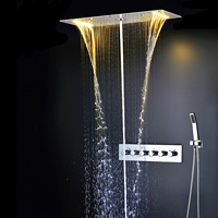 Ensemble de douche à colonne chromée 700x380mm plafond 4 fonctions système de douche Led pluie cascade brouillard bain de douche thermostatique
