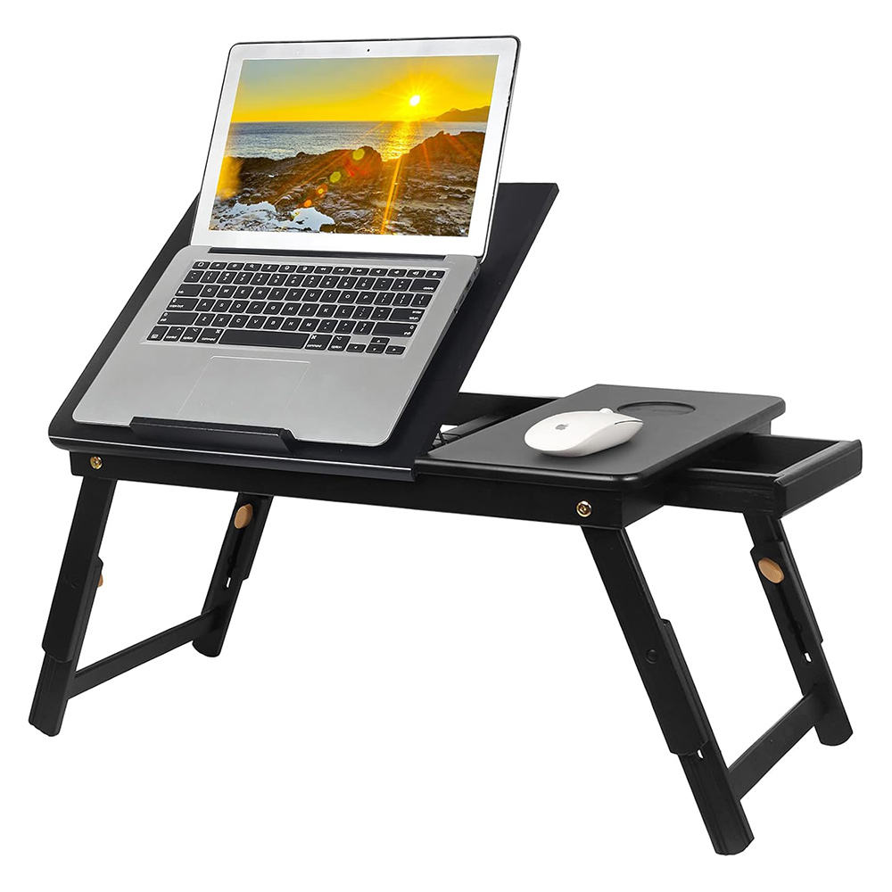 Cooling Fan Wooden Laptop Table Foldable Adjustable Design